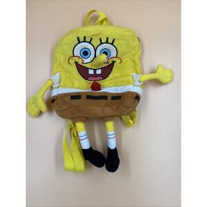 SpongeBob SquarePants Plush Stuffed Backpack Kids Nickelodeon Yellow 3D Face